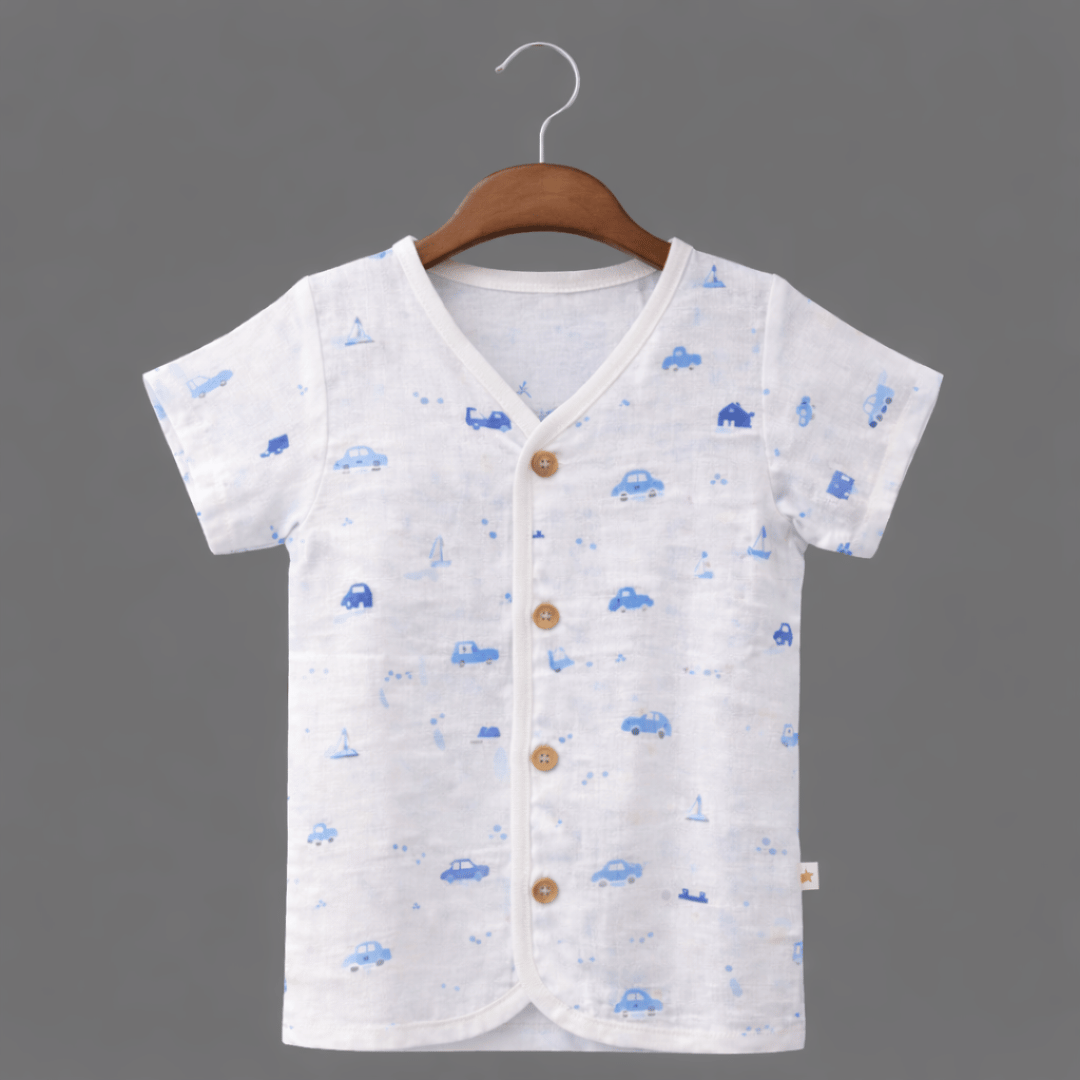 Unisex Comfy Cotton Jhabla With Soft Short Sleeve Button-Up