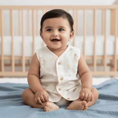 Unisex Soft Cotton Sleeveless Jhabla for Babies