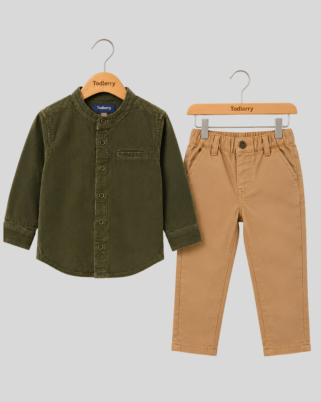 Boys Corduroy Shirt & Cotton Chinos Set-2-Piece Smart Casual & Festive Outfit