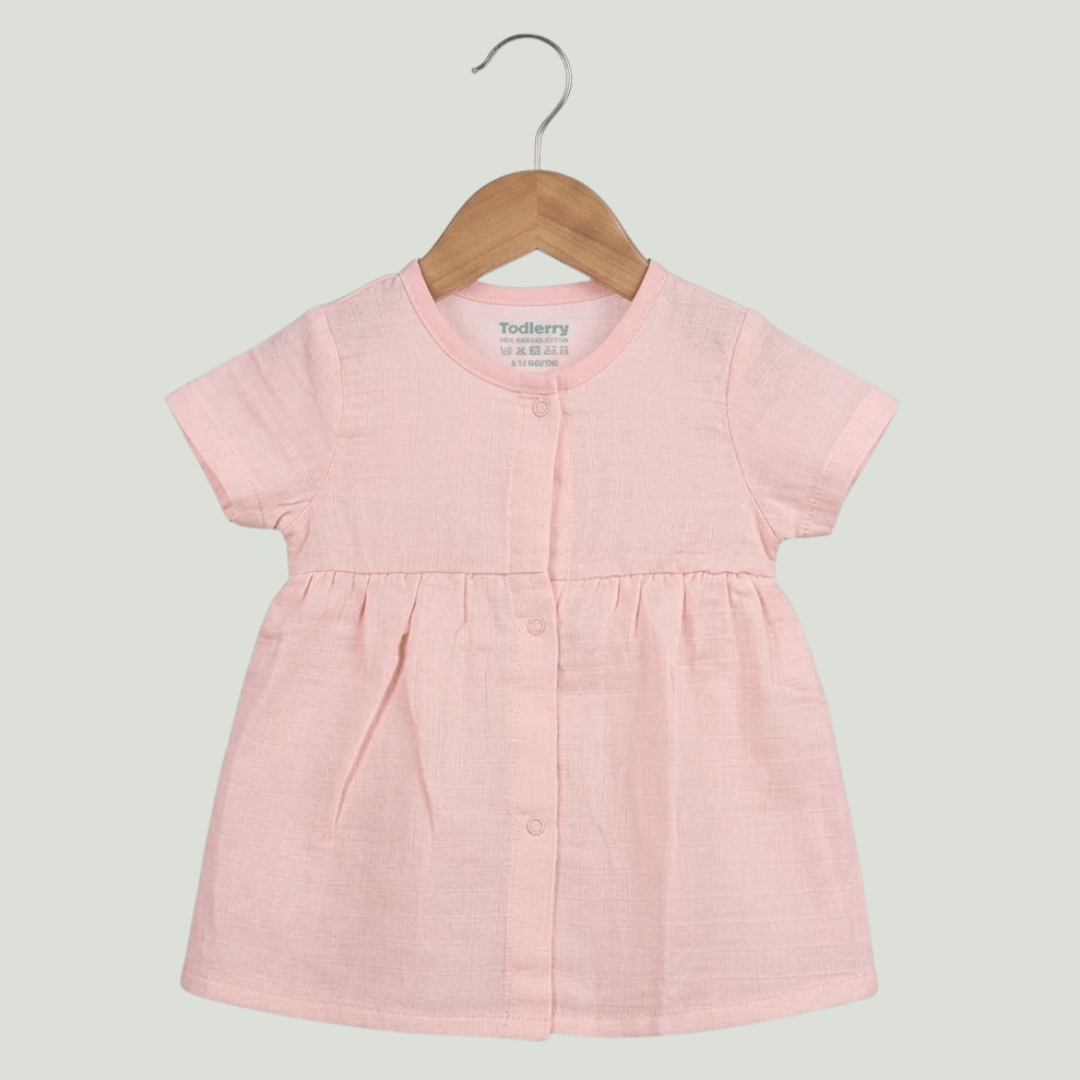 Premium Muslin Half Sleeve Frock – 100% Organic Cotton Baby Dress