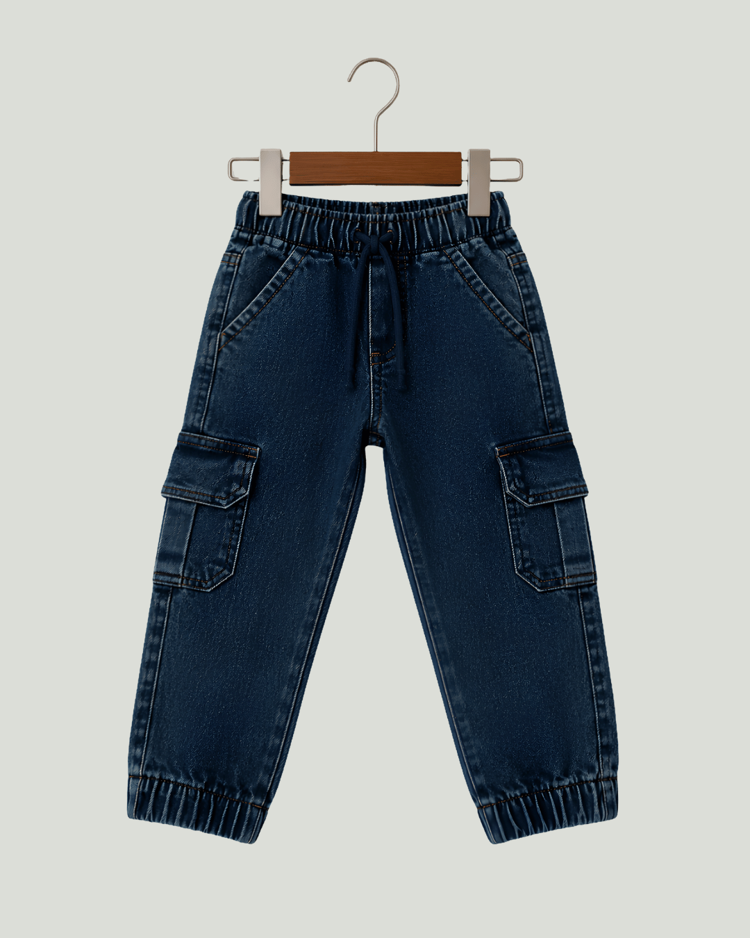 Classic Comfort Fit Kids Blue Denim Joggers