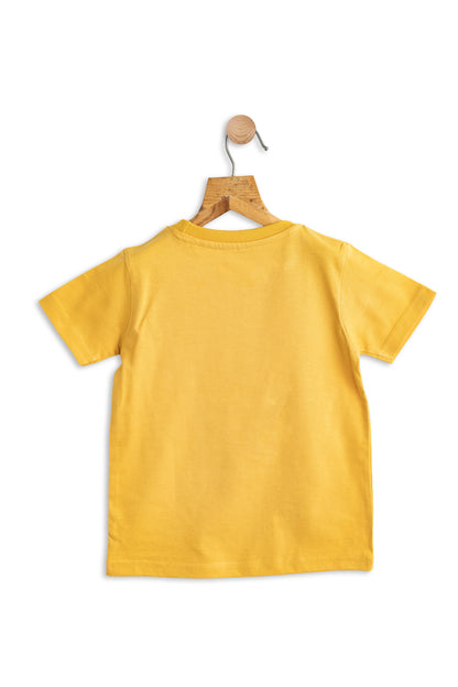 Boys Cotton T-Shirt Mustard Car Print Soft & Breathable 100% Cotton