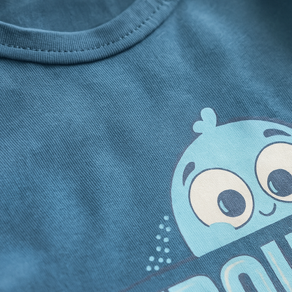 Boys Cotton T-Shirt Royal Blue Trouble Print Soft & Breathable 100% Cotton