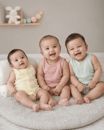 Premium Muslin Sleeveless Jabla for Babies (Pack of 3) – 100% Organic Cotton Infant Vest