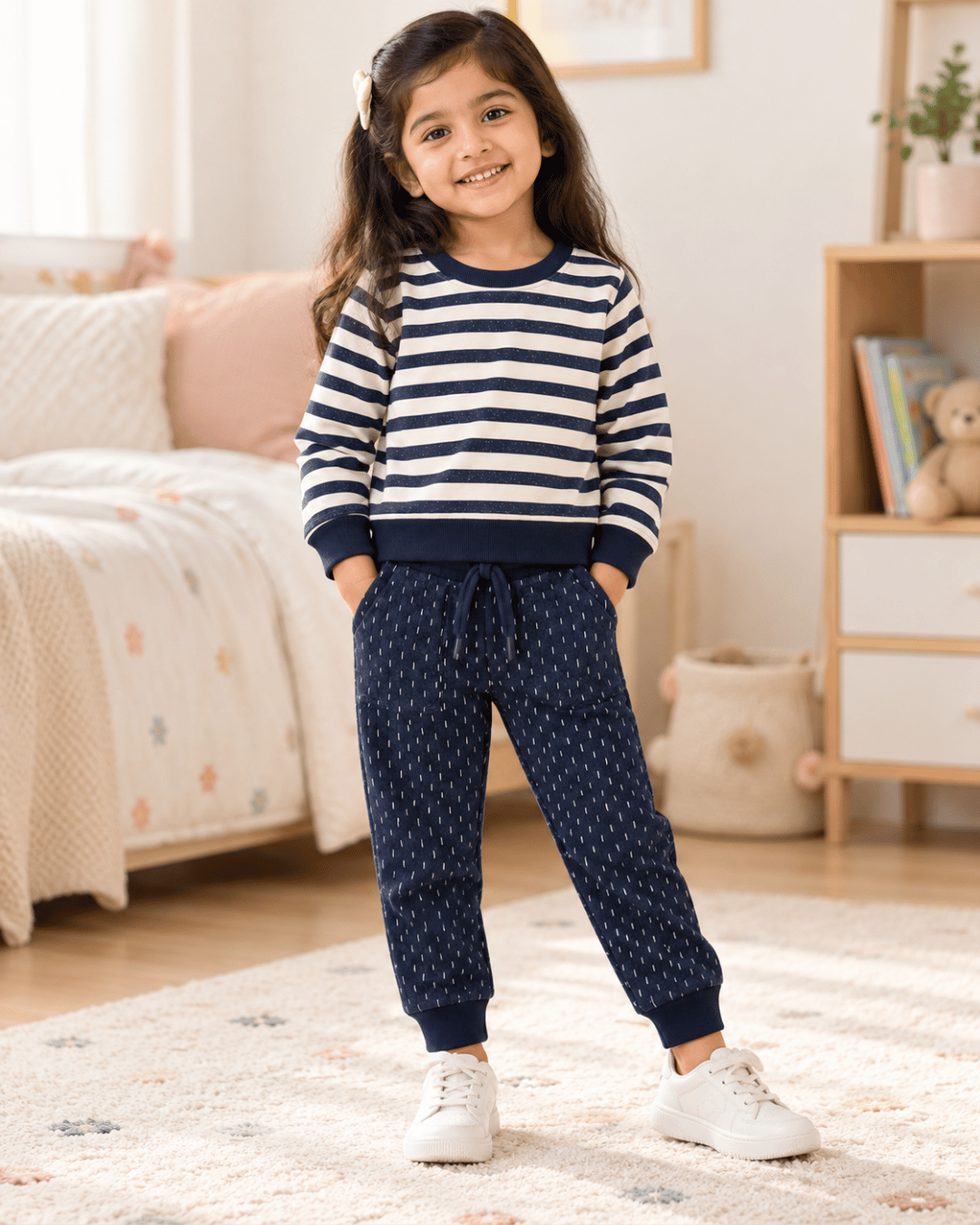 Todlerry Unisex Kids Striped Sweatshirt & Jogger Winter Set