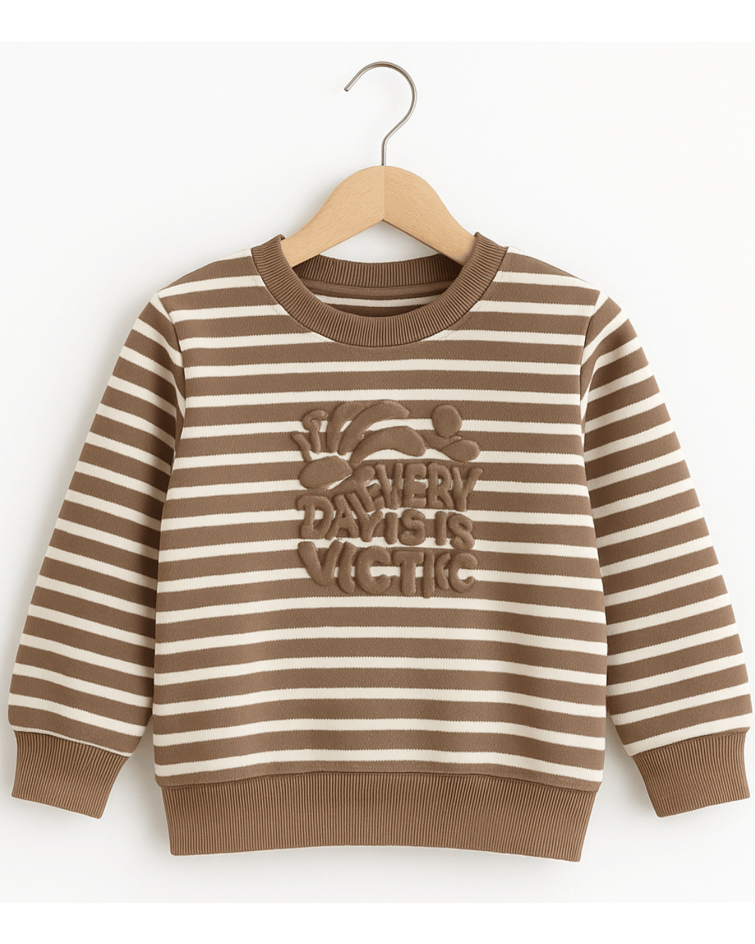 Unisex Brown Striped Full Sleeve Sweat Tee with matching Sweat pants for Kids 100% Cotton