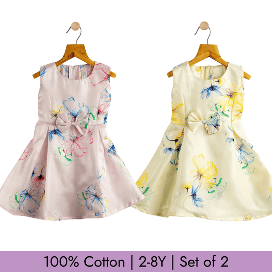 Todlerry Girls Frock | Pack of 2 |Soft & Breathable | 100% Cotton