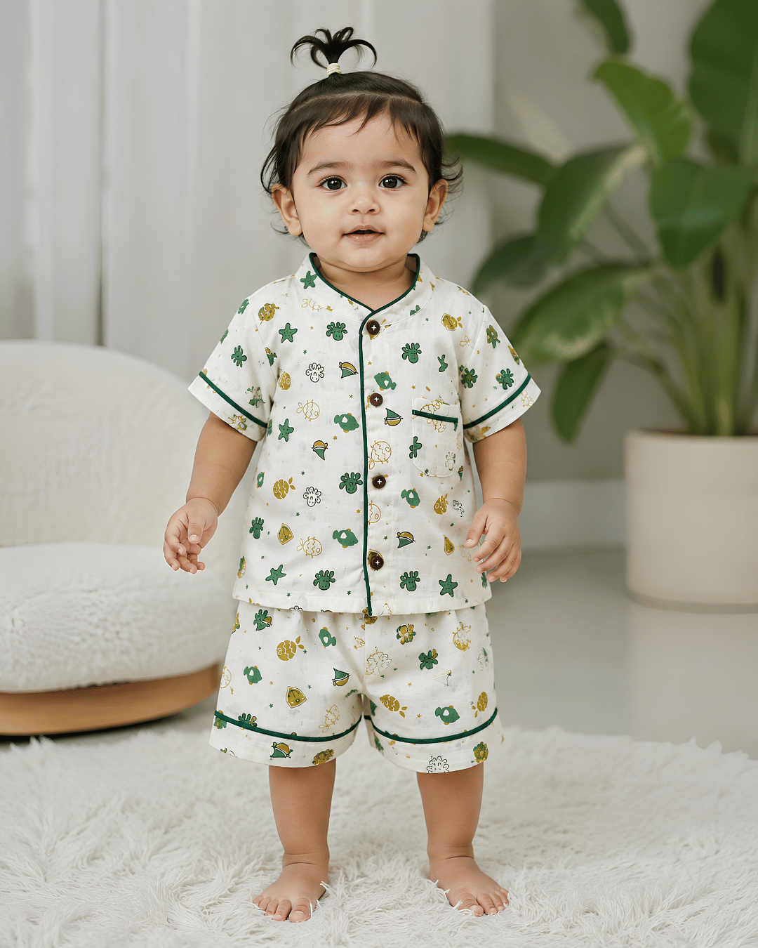 Todlerry 100% Cotton Kids Night Suit Set | Shirt & Shorts (4 Prints)