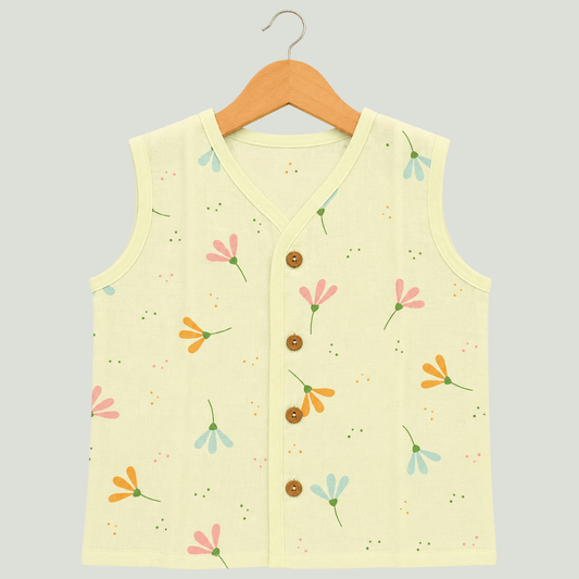 Unisex Soft Cotton Sleeveless Pastel Petal Breeze Jhabla