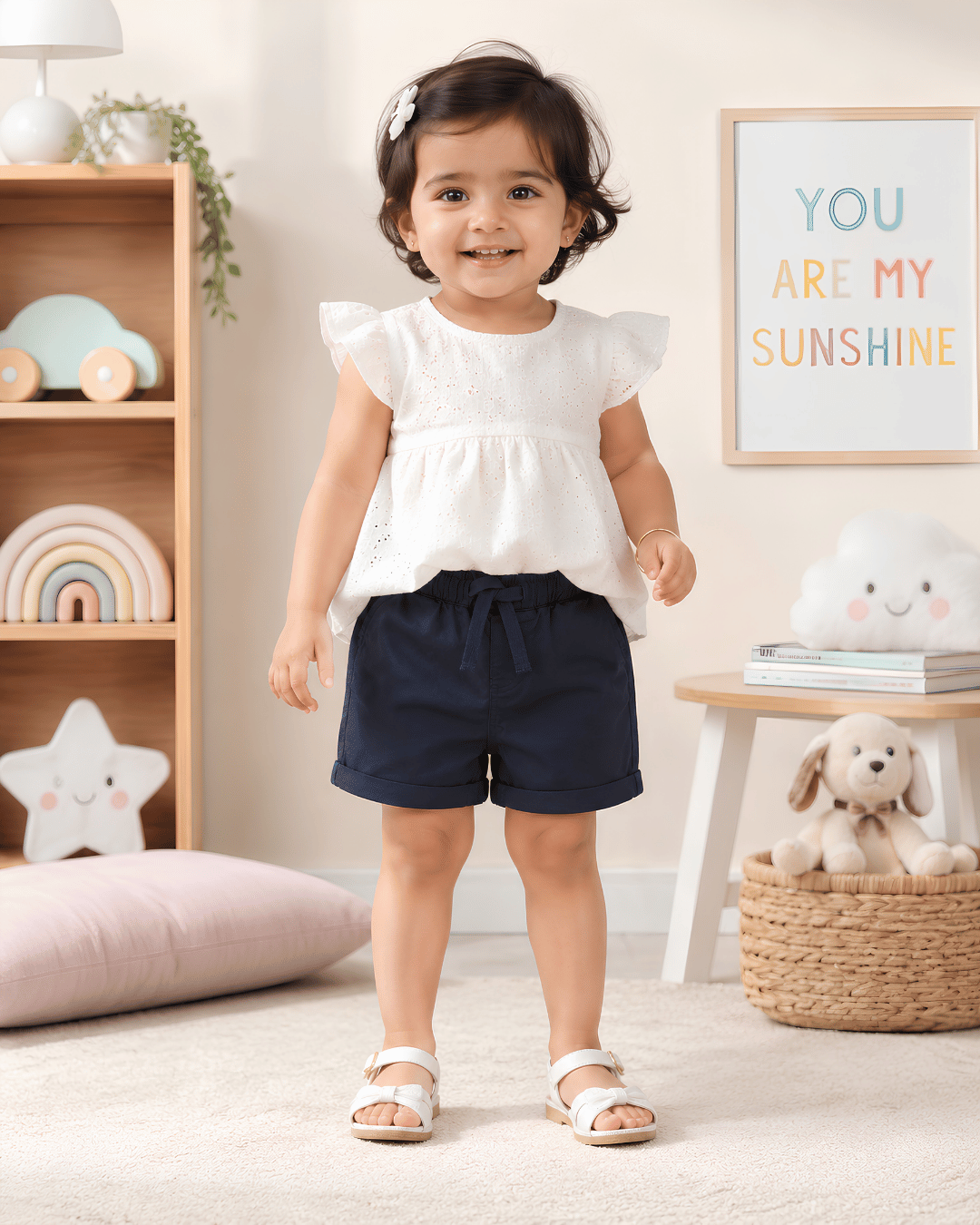 Kids Navy Blue Pure Cotton Shorts | Boys Casual Summer Trousers