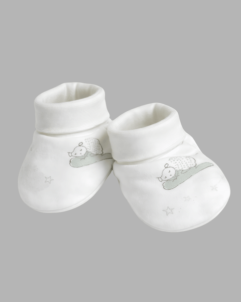Dreamy Sheep Pattern White Sage Mittens & Booties Set.