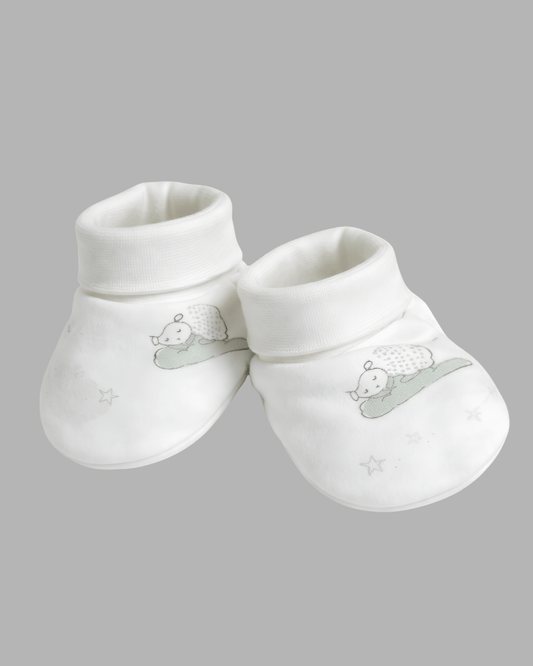 Dreamy Sheep Pattern White Sage Mittens & Booties Set.