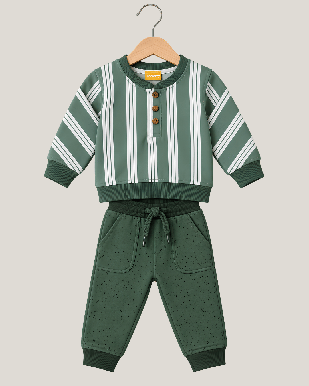 Todlerry Boys Striped Fleece Sweatshirt & Jogger Set