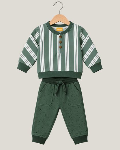 Todlerry Boys Striped Fleece Sweatshirt & Jogger Set