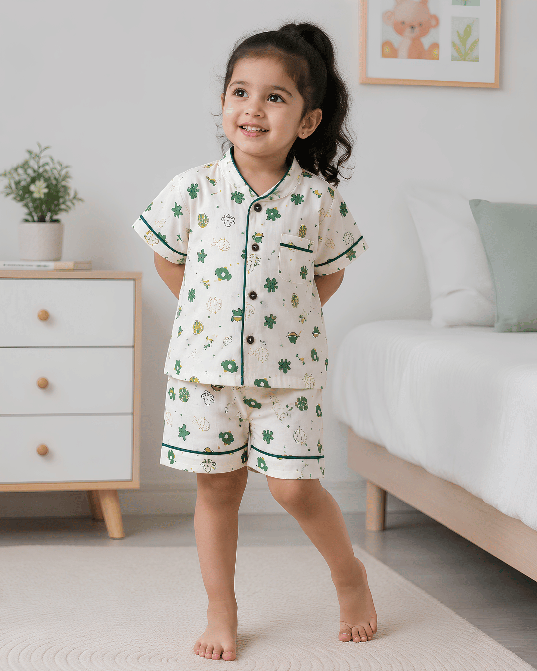 Todlerry 100% Cotton Kids Night Suit Set | Shirt & Shorts (4 Prints)
