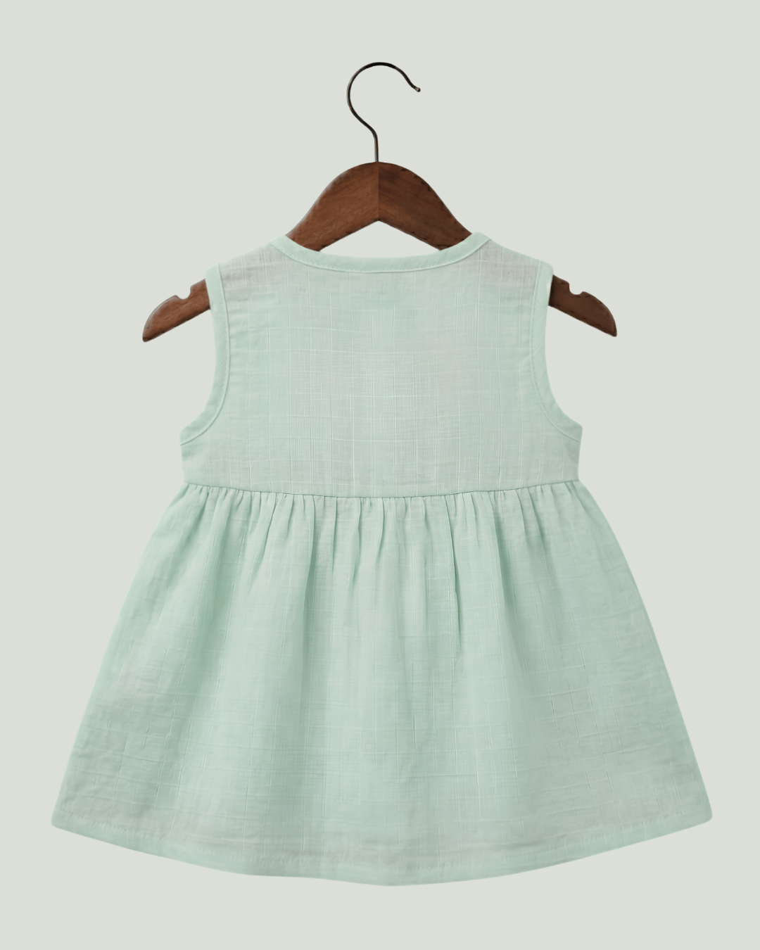 Premium Mint Muslin Sleeveless Frock – 100% Organic Cotton Baby Dress