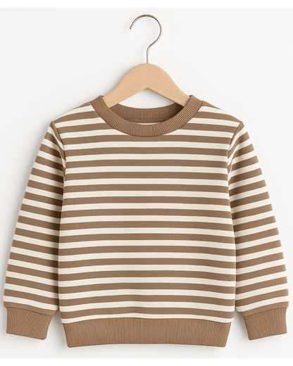 Unisex Brown Striped Full Sleeve Sweat Tee with matching Sweat pants for Kids 100% Cotton