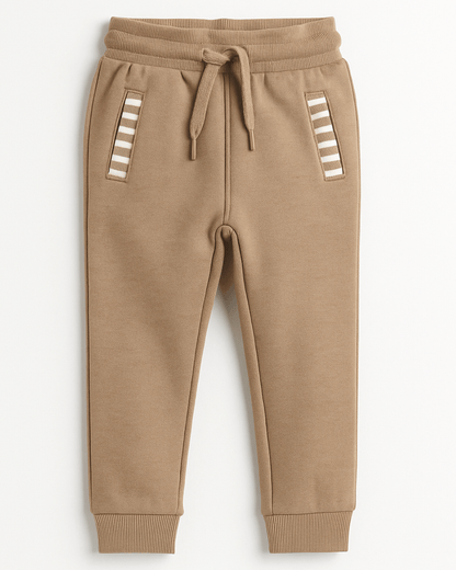 Unisex Brown Striped Full Sleeve Sweat Tee with matching Sweat pants for Kids 100% Cotton