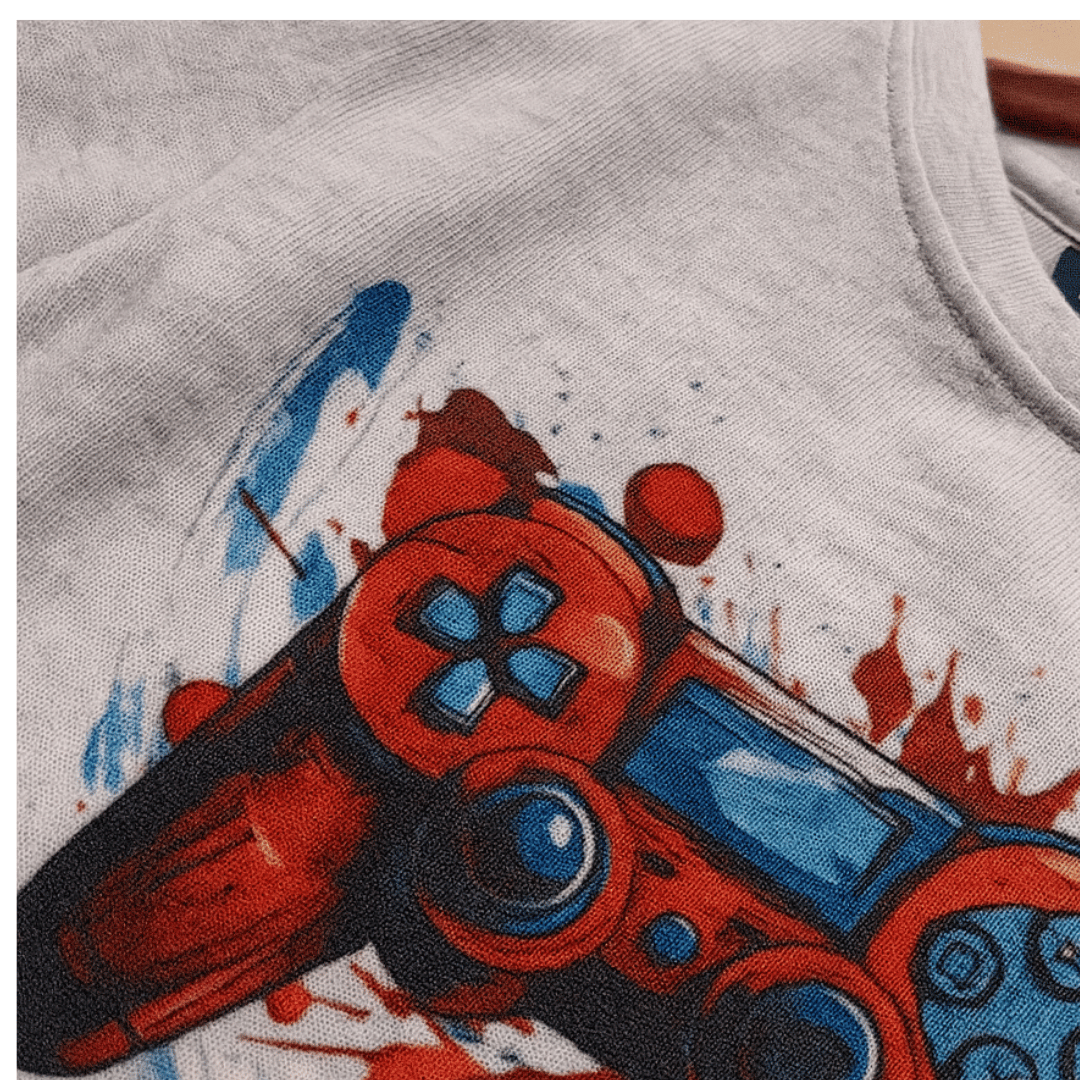 Boys Cotton T-Shirt White Video Game Print Soft & Breathable 100% Cotton