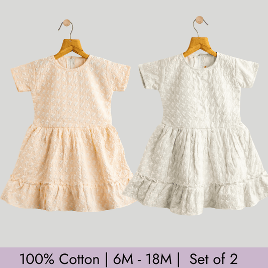 Todlerry Girls Frock | Pack of 2 |Soft & Breathable | 100% Cotton