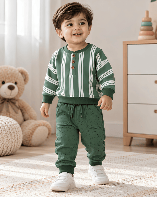 Todlerry Boys Striped Fleece Sweatshirt & Jogger Set