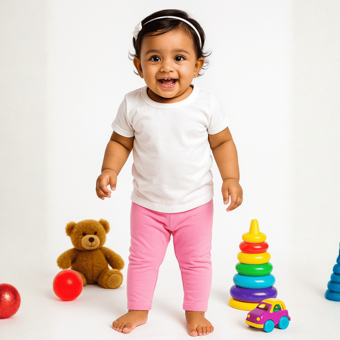 Girls Leggings Pink 100% Cotton