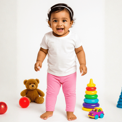 Girls Leggings Pink 100% Cotton