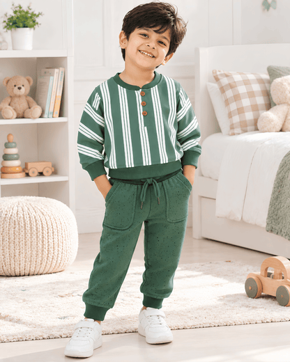 Todlerry Boys Striped Fleece Sweatshirt & Jogger Set