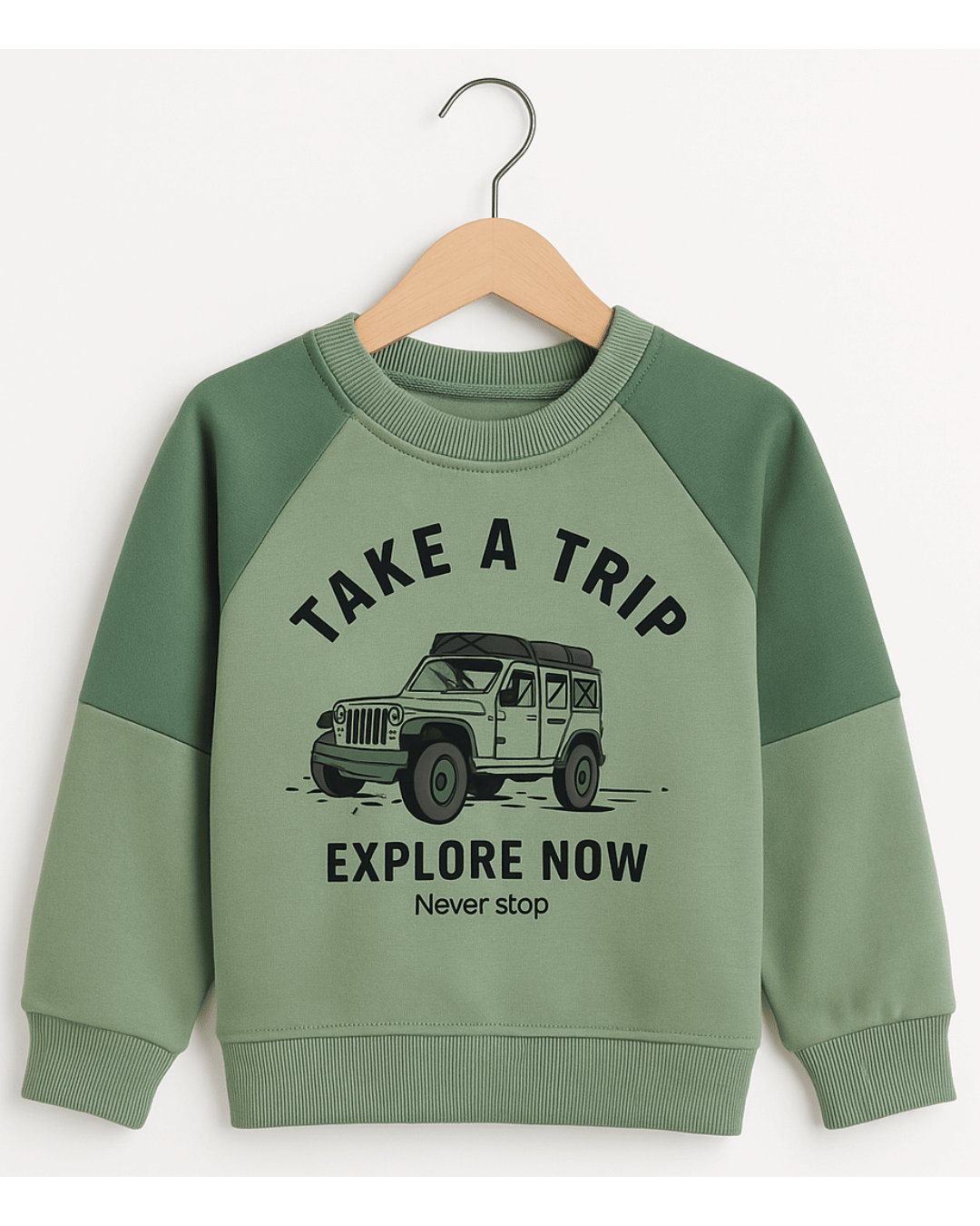 Unisex Green Full Sleeve Sweat Tee with matching Sweat pants for Kids 100% Cotton