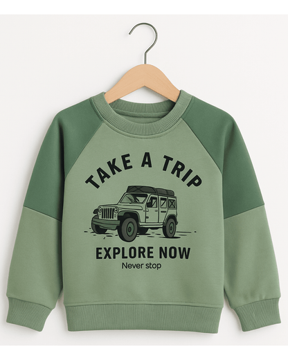 Unisex Green Full Sleeve Sweat Tee with matching Sweat pants for Kids 100% Cotton