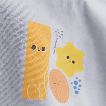 Boys Cotton T-Shirt Light Blue Geometric Print Soft & Breathable 100% Cotton