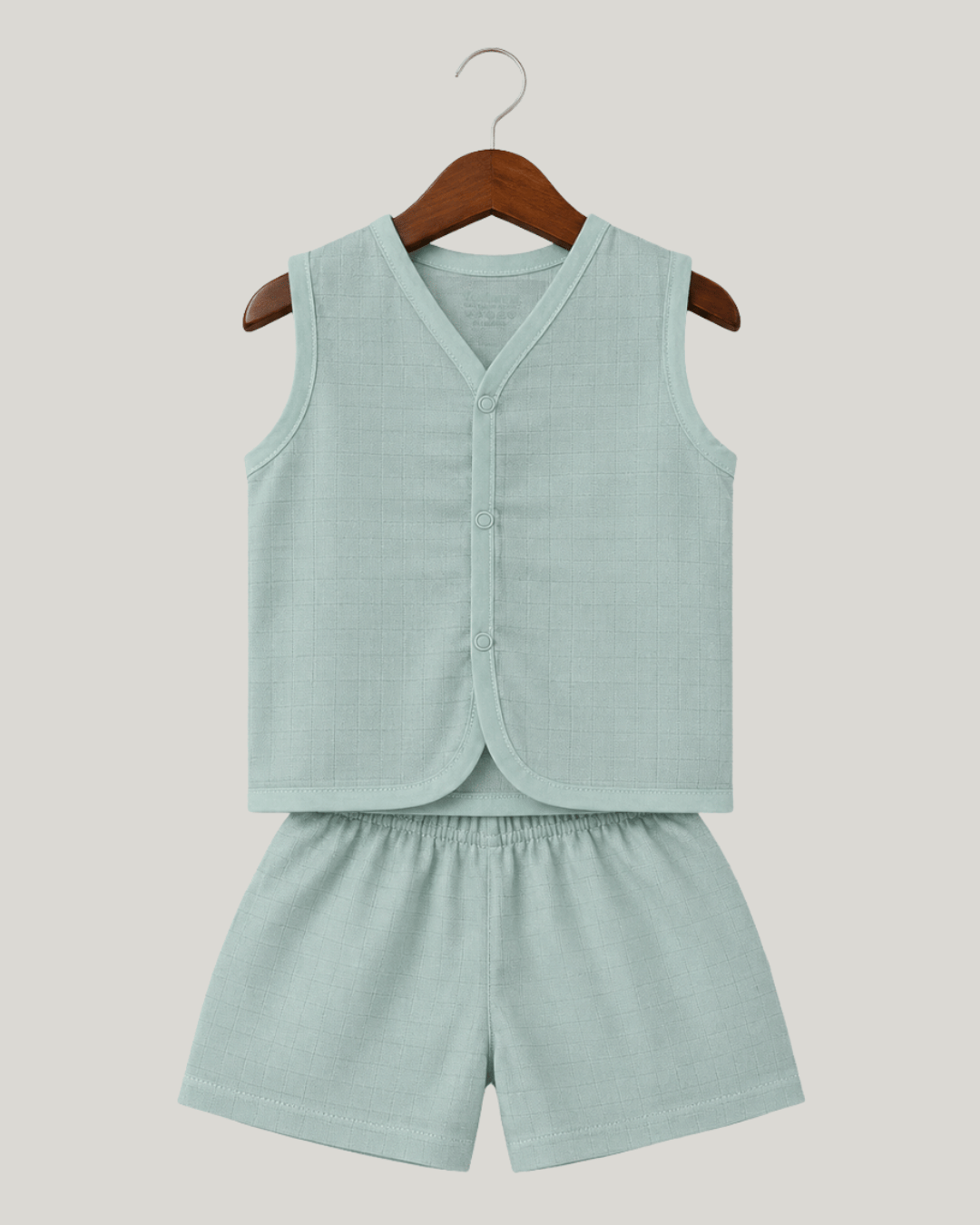 Soft Cotton Baby Mint Colour Jhabla & Shorts Set