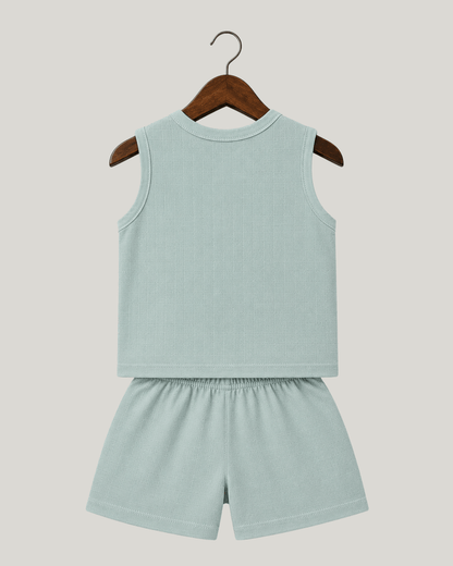 Soft Cotton Baby Mint Colour Jhabla & Shorts Set