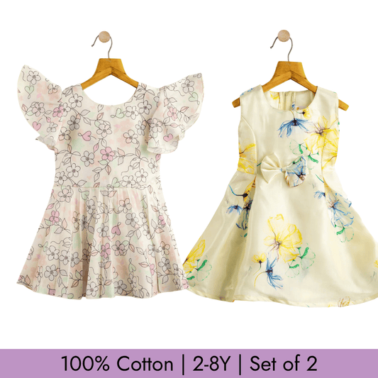 Todlerry Girls Frock | Pack of 2 |Soft & Breathable | 100% Cotton