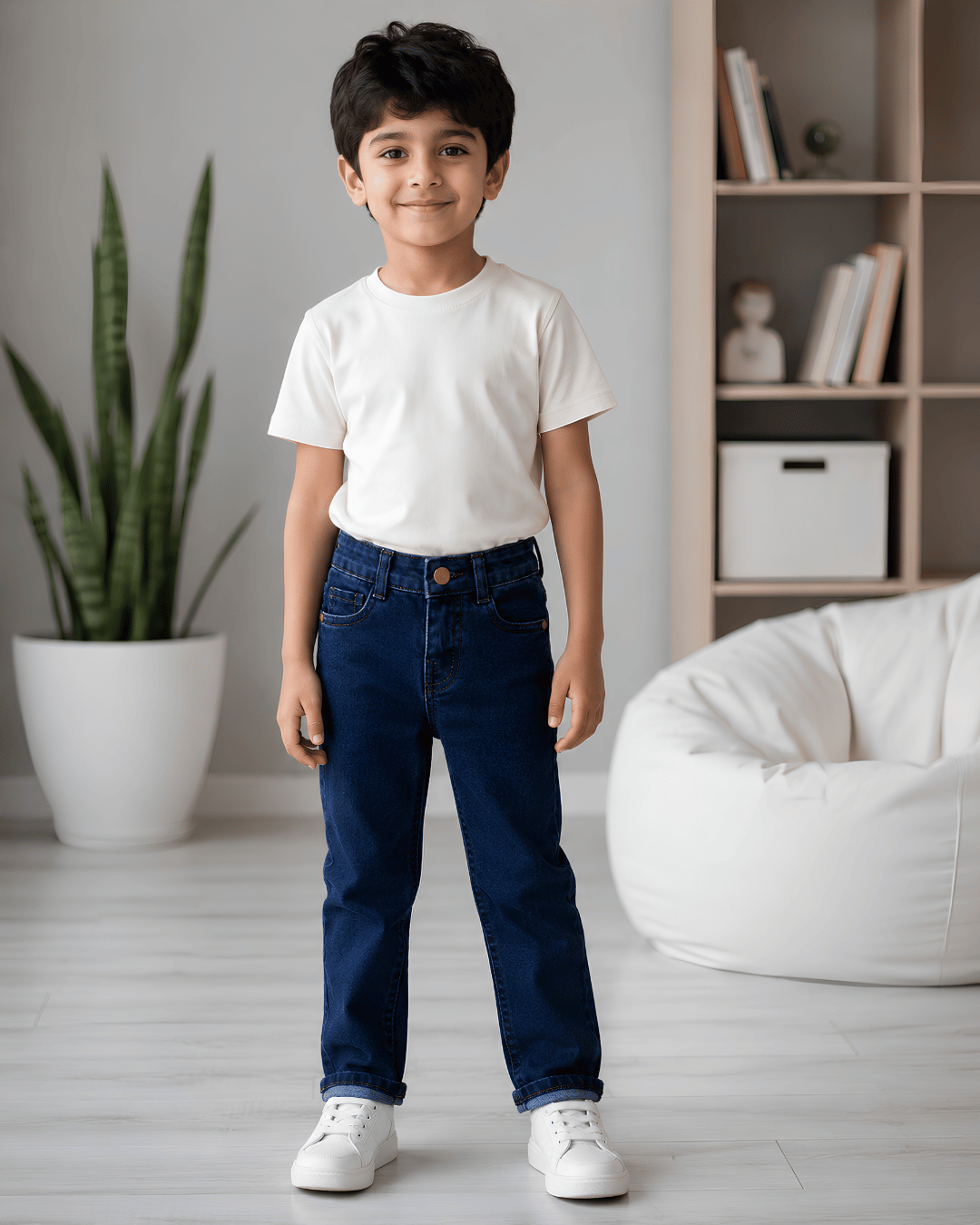 Classic Comfort Fit Kids Wash Blue Denim Jeans