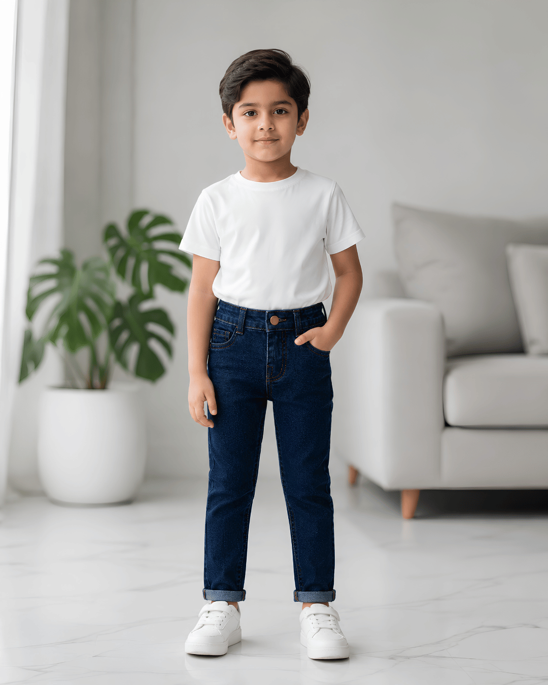 Classic Comfort Fit Kids Wash Blue Denim Jeans