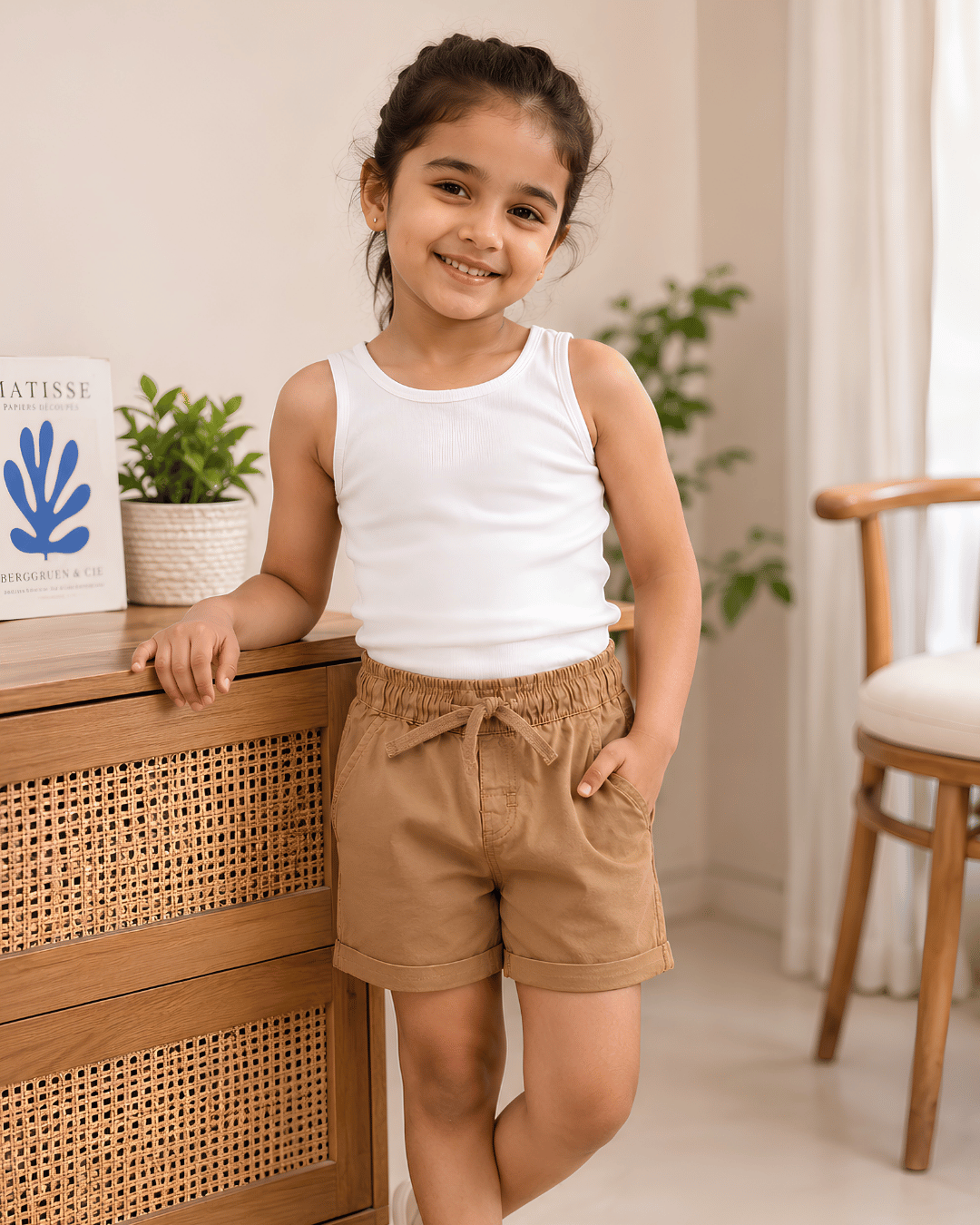 Kids Tan Brown Casual Chino Shorts | 100% Pure Cotton Boys Half Pants