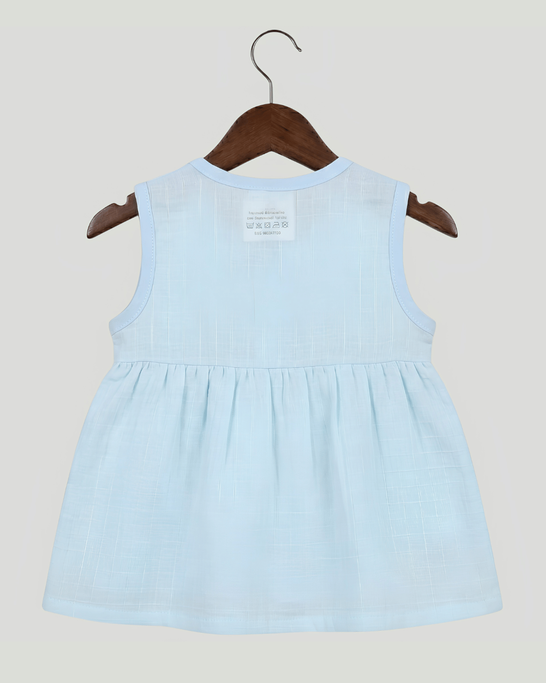 Premium Blue Muslin Sleeveless Frock – 100% Organic Cotton Baby Dress