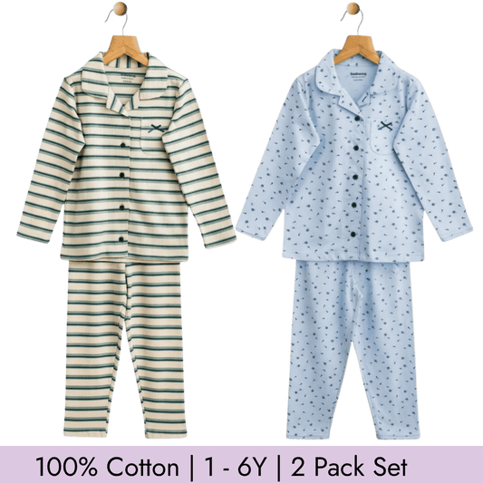 Girl's Night Suit Set of 2 Soft & Breathable 100% Cotton