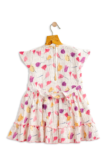 Todlerry Sleeveless Girls Frock |  Green & Pink Floral Print | 100% Cotton