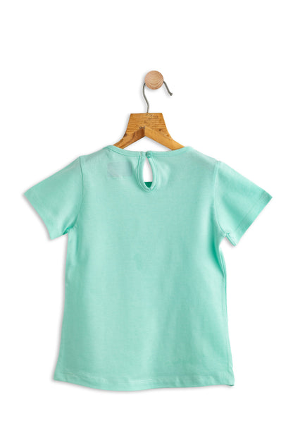 Girls Cotton T-Shirt Green Explore Print Soft & Breathable 100% Cotton