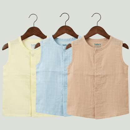 Premium Muslin Sleeveless Jabla for Babies (Pack of 3) – 100% Organic Cotton Infant Vest