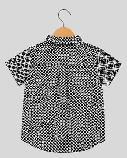 Boys Printed Pure Cotton Half Sleeve Shirt, Smart Geometric Print Casual Shirt for Toddlers & Kids