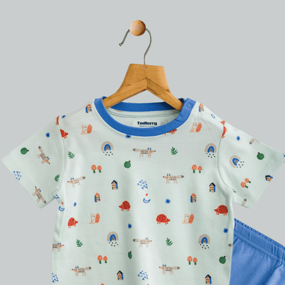 Unisex Pajama set Blue & Light green Soft & Breathable 100% Cotton