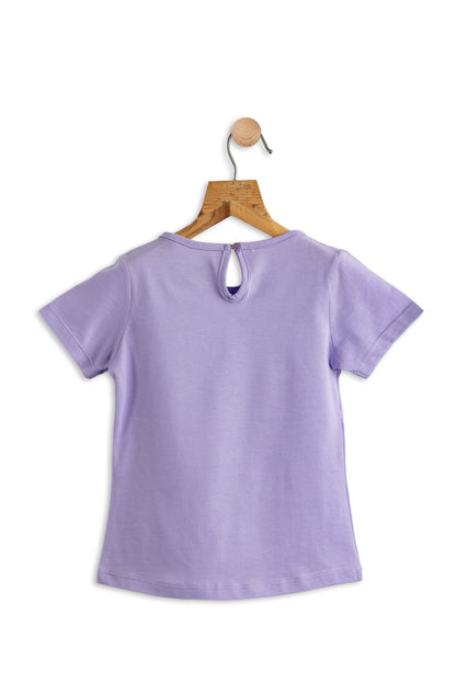 Todlerry Girls Cotton T-Shirt | lavender Bulb Print | Soft & Breathable | 100% Cotton