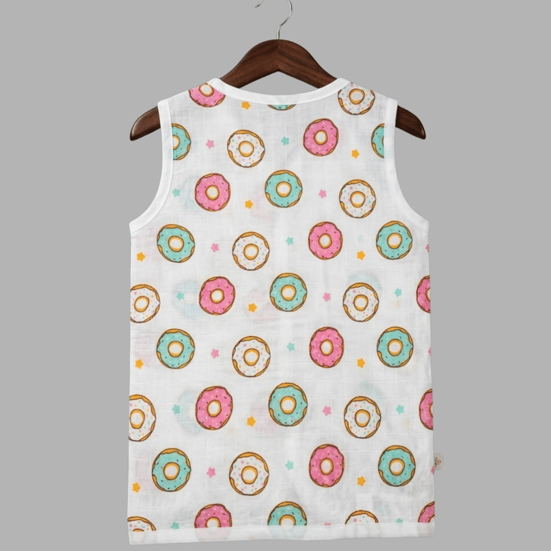 Sweet Donut Summer Cotton Snap Up Jhabla & Shorts Set