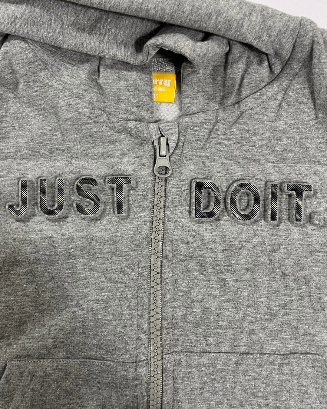 Grey Full Sleeve with Front Zipper Hoodie for Kids 100% Cotton