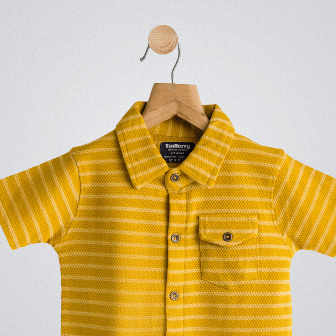 Boys Cotton Shirt Yellow Strips Soft & Breathable 100% Cotton