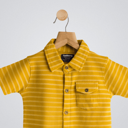 Boys Cotton Shirt Yellow Strips Soft & Breathable 100% Cotton
