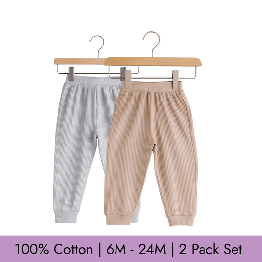 Todlerry Baby Joggers | Pack of 2 |Soft & Breathable | 100% Cotton